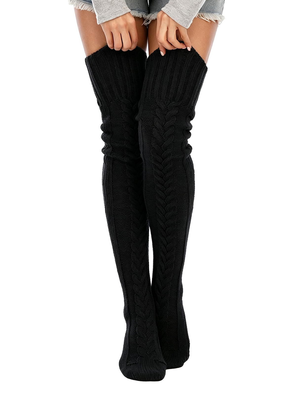 Leoparts Women's Cable Knit Thigh High Socks Over Knee Leg Warmer Stockings