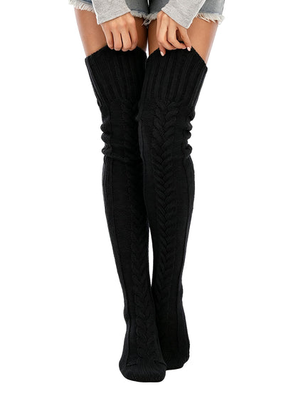 Leoparts Women's Cable Knit Thigh High Socks Over Knee Leg Warmer Stockings