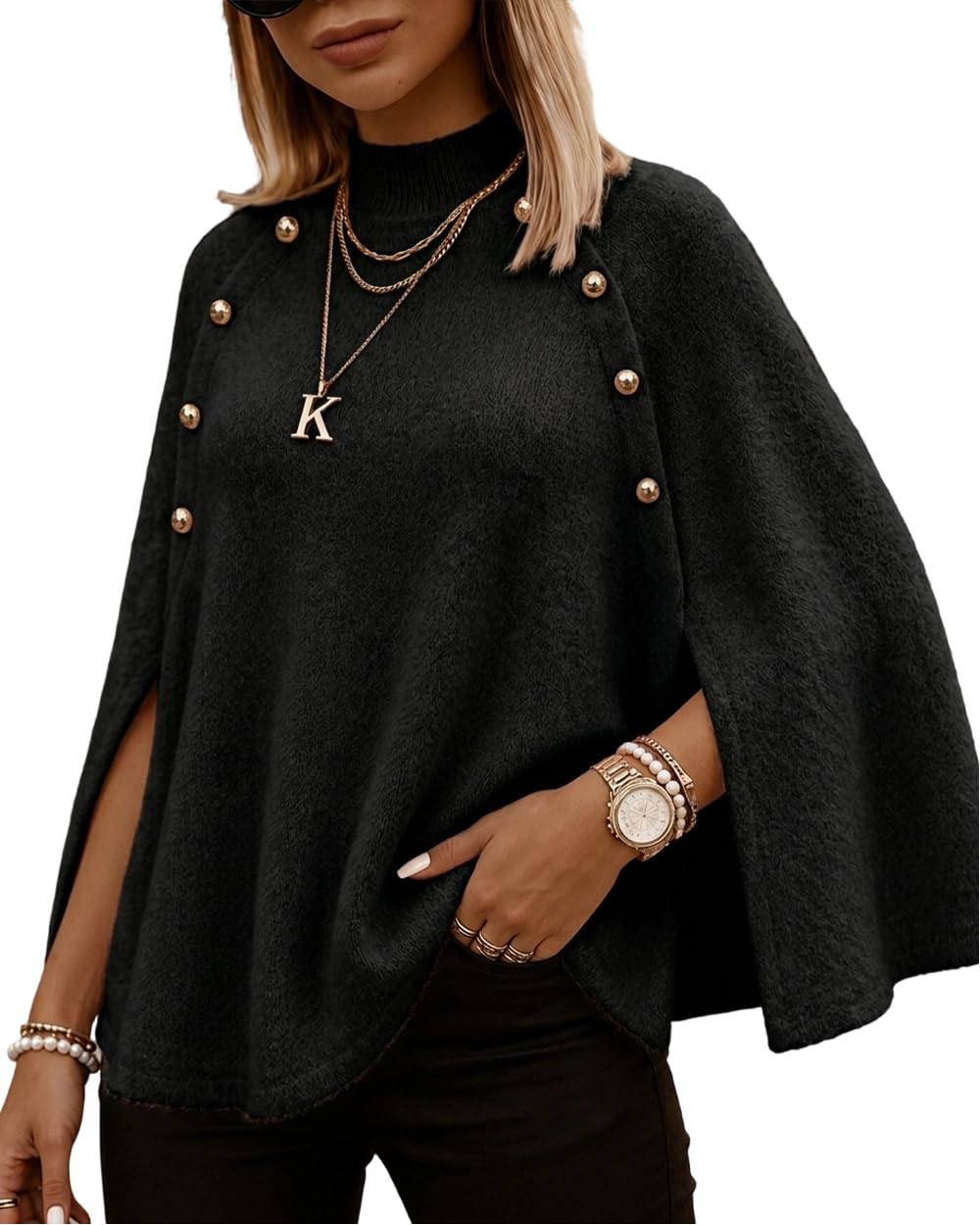 CHICME Women’s Knit Cape Sweater