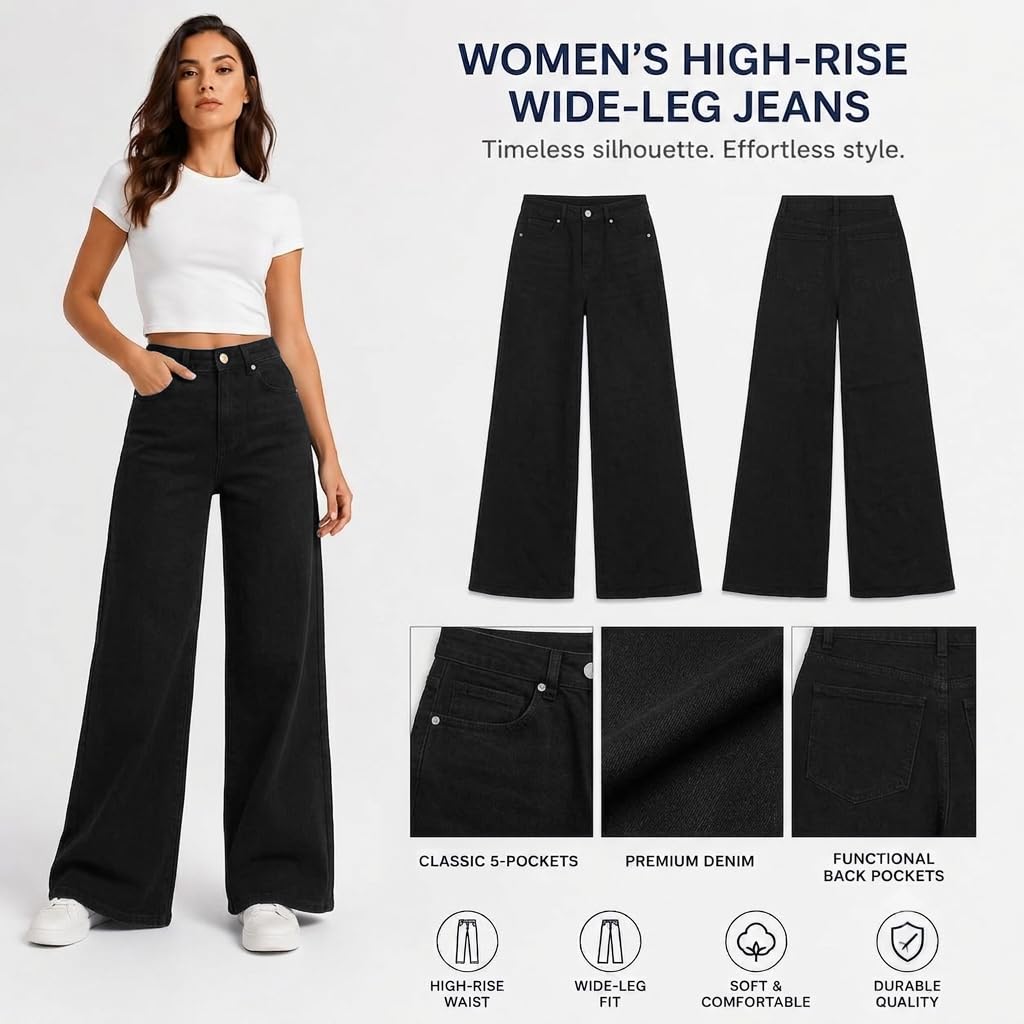 Women's High Waisted Wide Leg Jeans