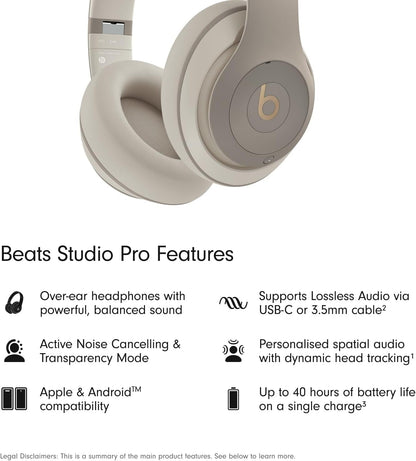 Beats Studio Pro Premium Wireless Over-Ear Headphones- Up to 40-Hour Battery Life, Active Noise Cancelling, Great for Travel & Commuting, USB-C Lossless Audio, Apple & Android Compatible -Black