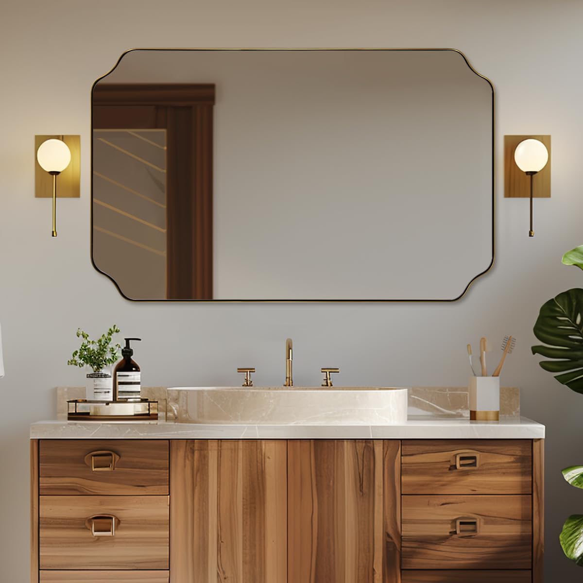 Andy Star Unique Rectangle Wall Mirror, 24"X32"