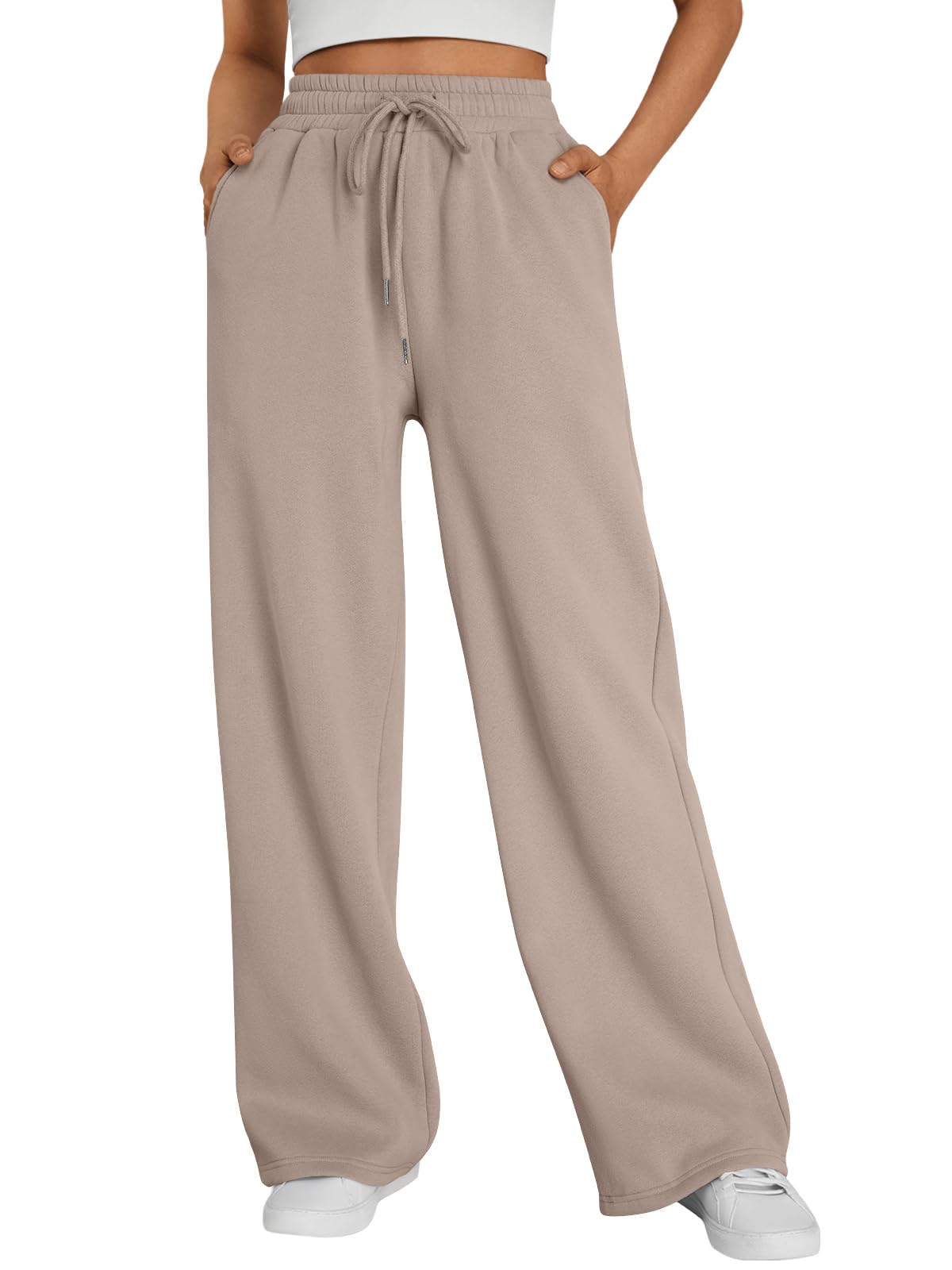 Trendy Queen Womens Wide Leg Fleece Lined Sweatpants