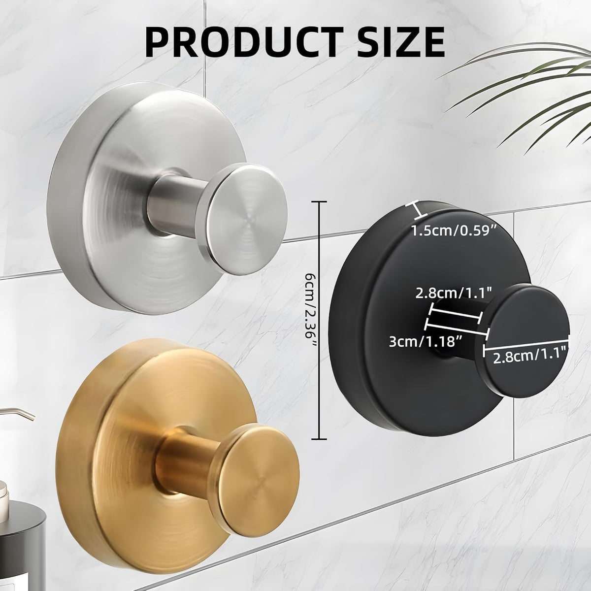 2 Packs Suction Cup Hooks, Waterproof No-Drill