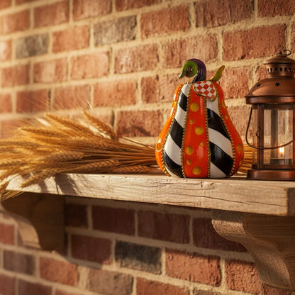 8 Inch Resin Pumpkin Statue, Halloween Fall Decor | Handmade Resin, Thanksgiving Centerpiece, Halloween Tabletop, Mantle & Bookshelf Decor