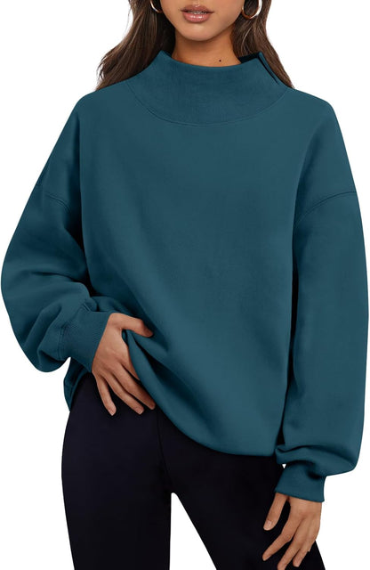 Trendy Queen Womens Mock Neck Sweatshirts Oversized Pullover Fall Outfits