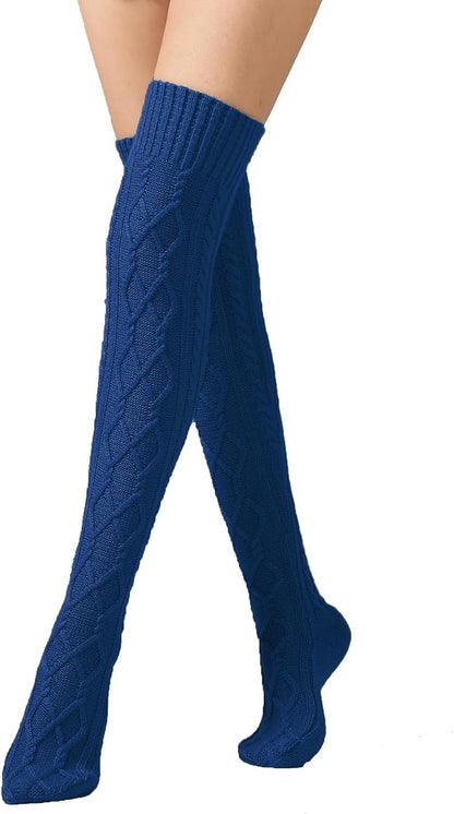 Leoparts Women's Cable Knit Thigh High Socks Over Knee Leg Warmer Stockings