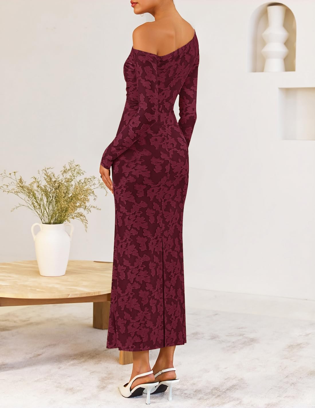 ZESICA Women's Fall Floral Off Shoulder Wedding Guest Dresses