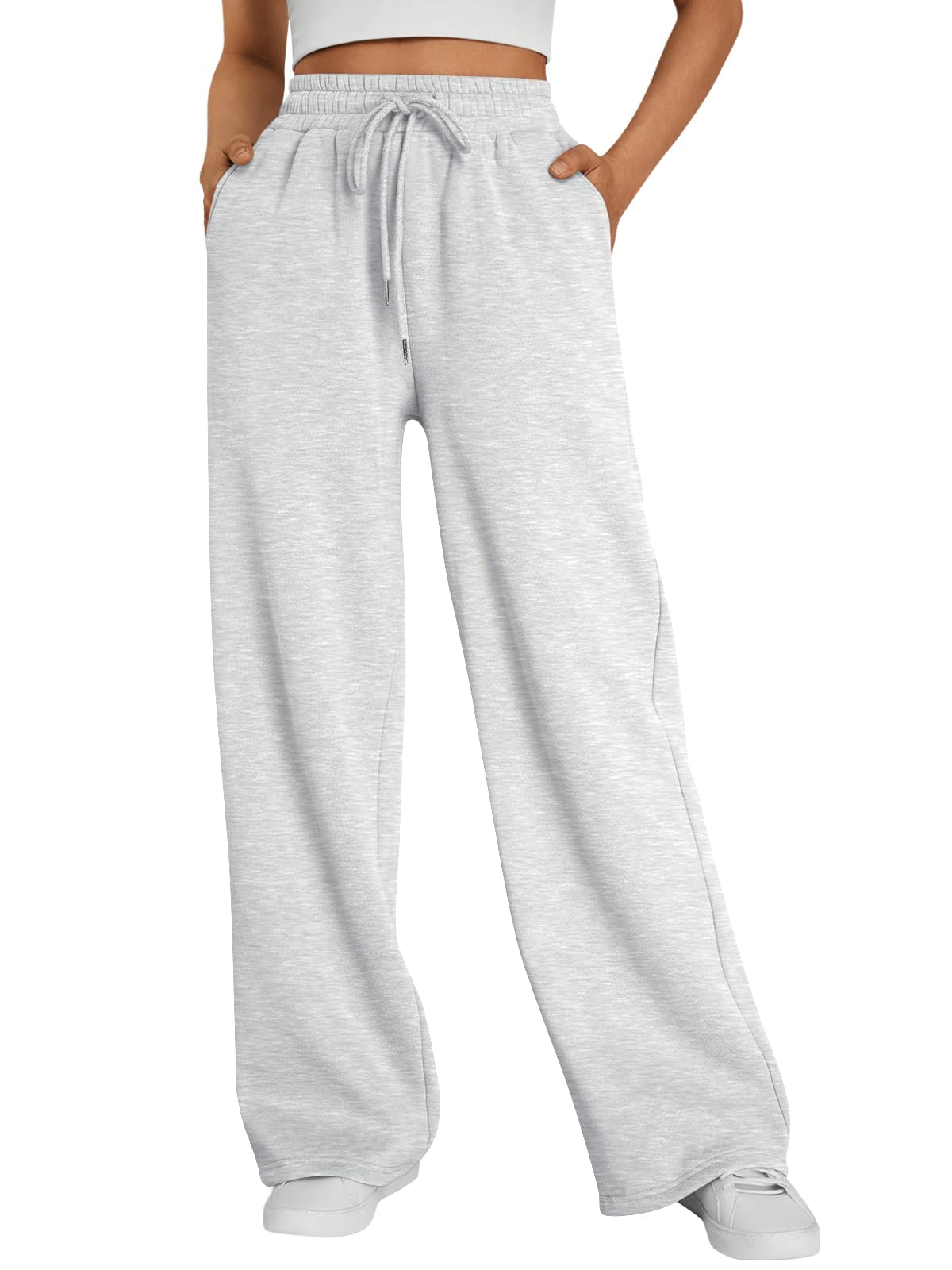 Trendy Queen Womens Wide Leg Fleece Lined Sweatpants