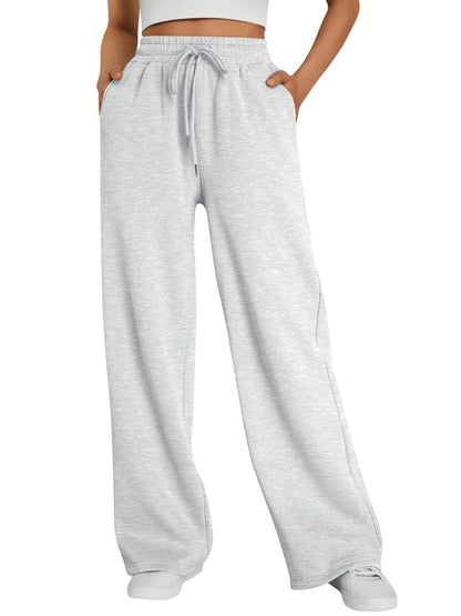 Trendy Queen Womens Wide Leg Fleece Lined Sweatpants
