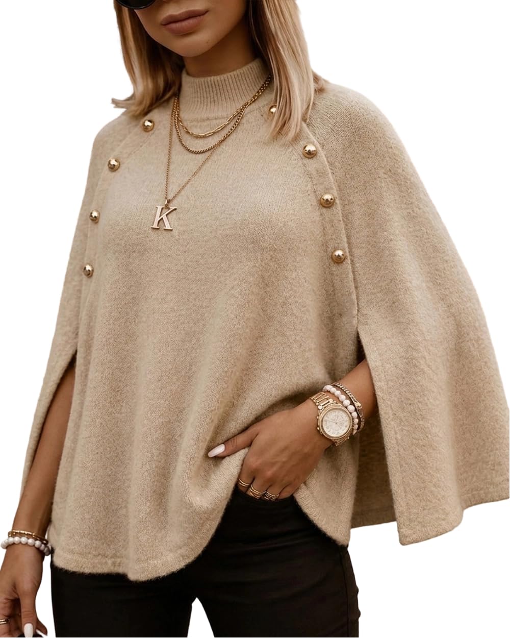 CHICME Women’s Knit Cape Sweater