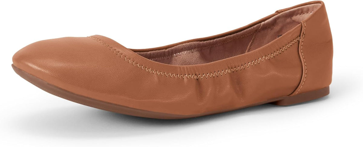 Amazon Essentials Women's Comfortable Round Toe Ballet Flats, Cushioned Memory Foam