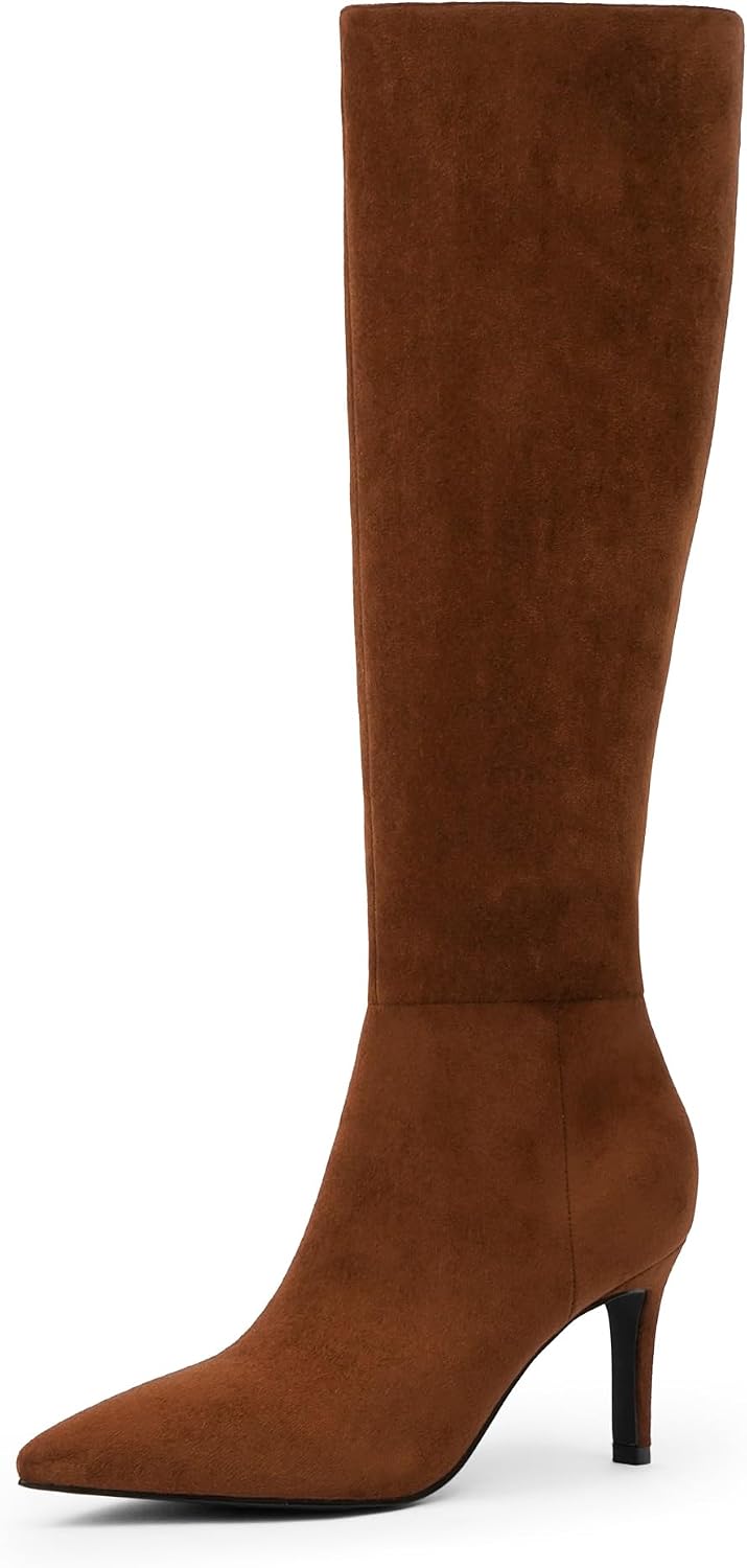 Easyfox Knee High Boots Women Pointed Toe Stiletto Heel Tall Boots