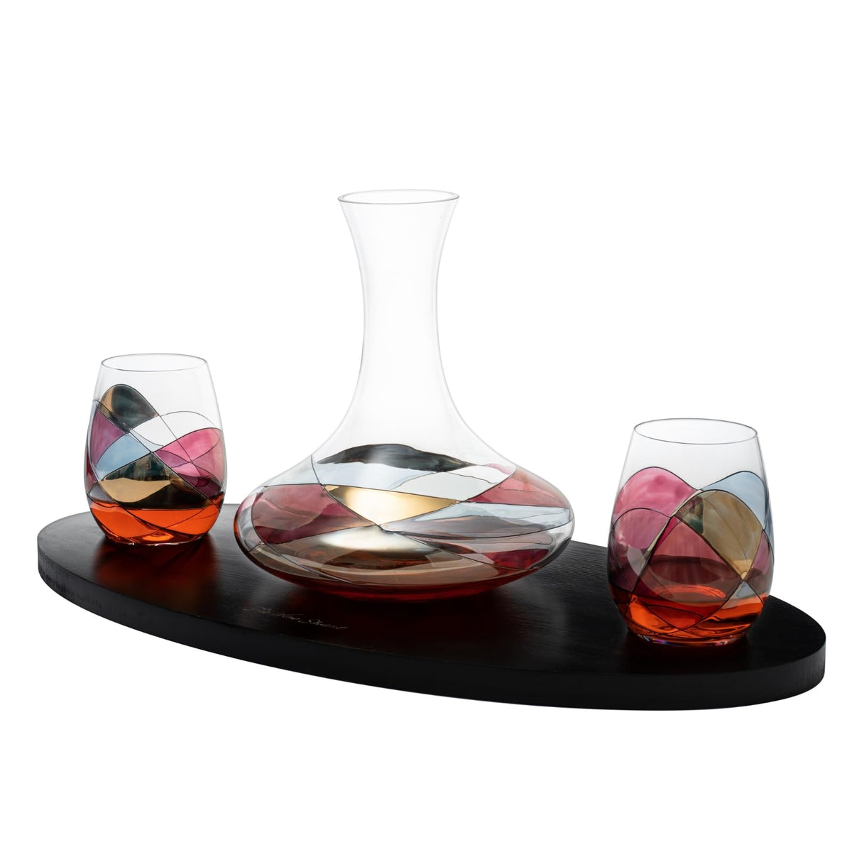 Artisanal Hand Painted Stemless Wine Glasses