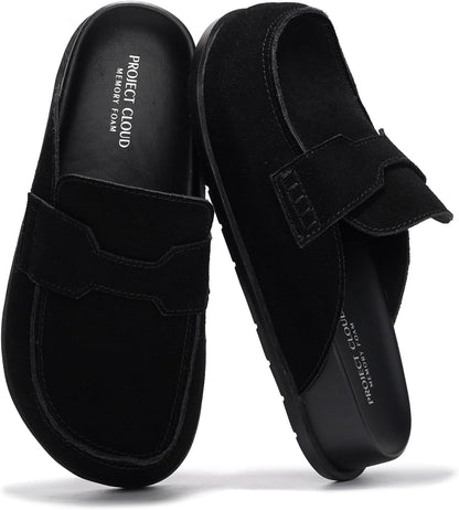 Project Cloud 100% Genuine Leather Slip-On Womens Clogs Mules for Women