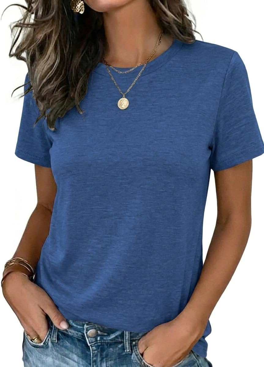 Zeagoo Womens Tshirt Short Sleeve Summer Tops Crewneck Casual Basic Tee Shirts Spring Clothes Trendy Outfit