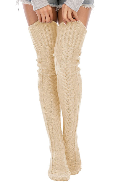 Leoparts Women's Cable Knit Thigh High Socks Over Knee Leg Warmer Stockings
