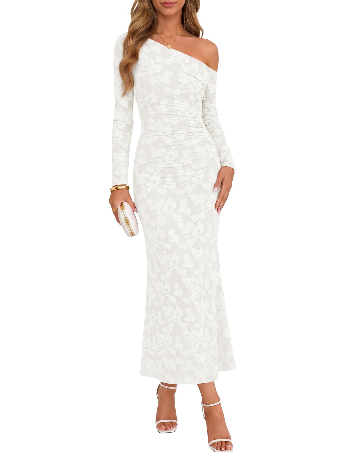 ZESICA Women's Fall Floral Off Shoulder Wedding Guest Dresses