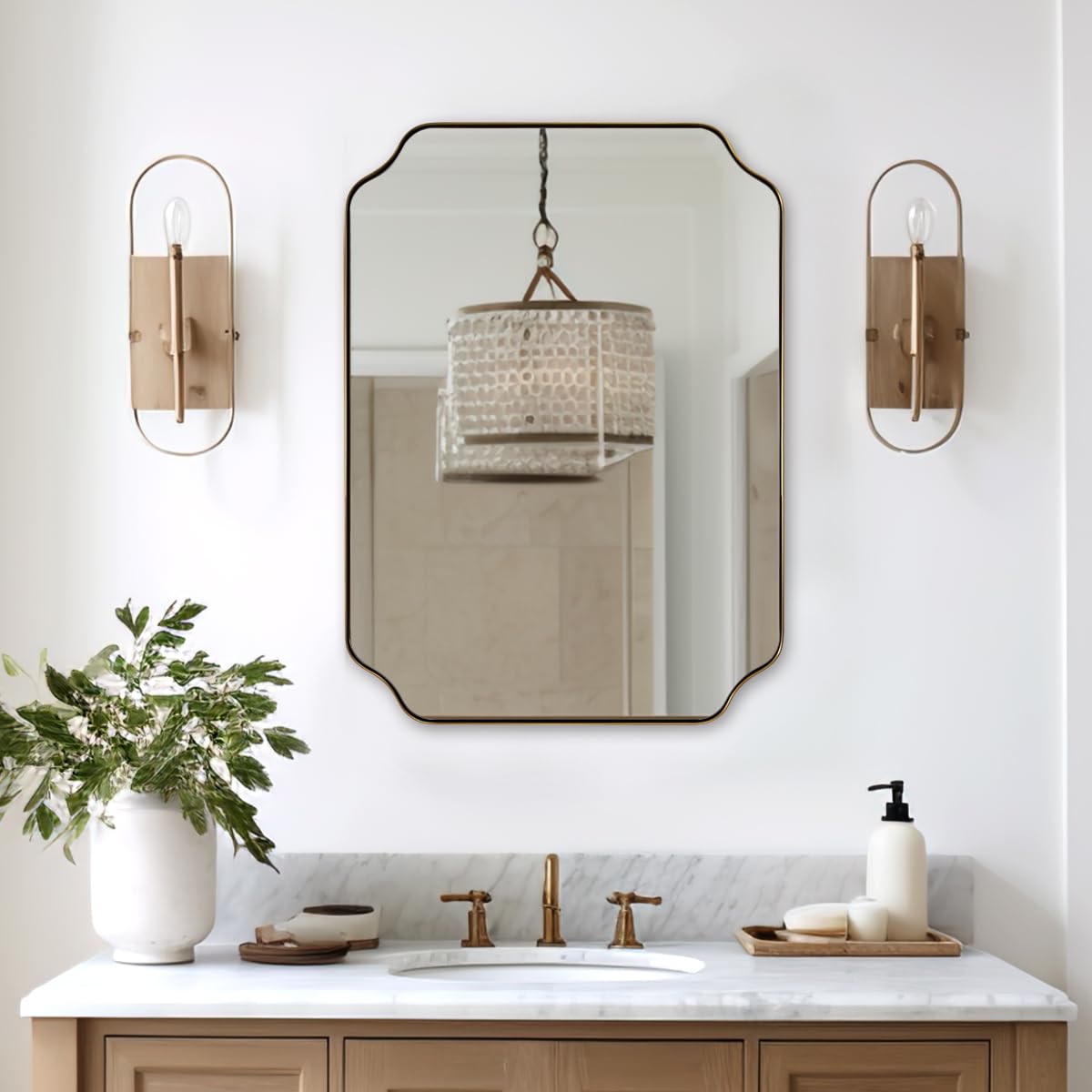 Andy Star Unique Rectangle Wall Mirror, 24"X32"