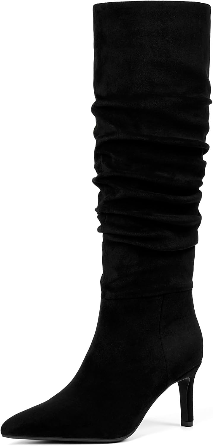 Easyfox Knee High Boots Women Pointed Toe Stiletto Heel Tall Boots