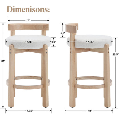 Lukealon Mid Century Linen Counter Stools Set of 4