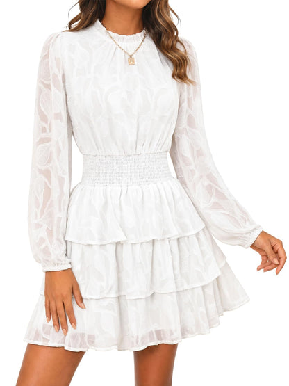 Wenrine Womens Long Sleeve Lace Mini Dress