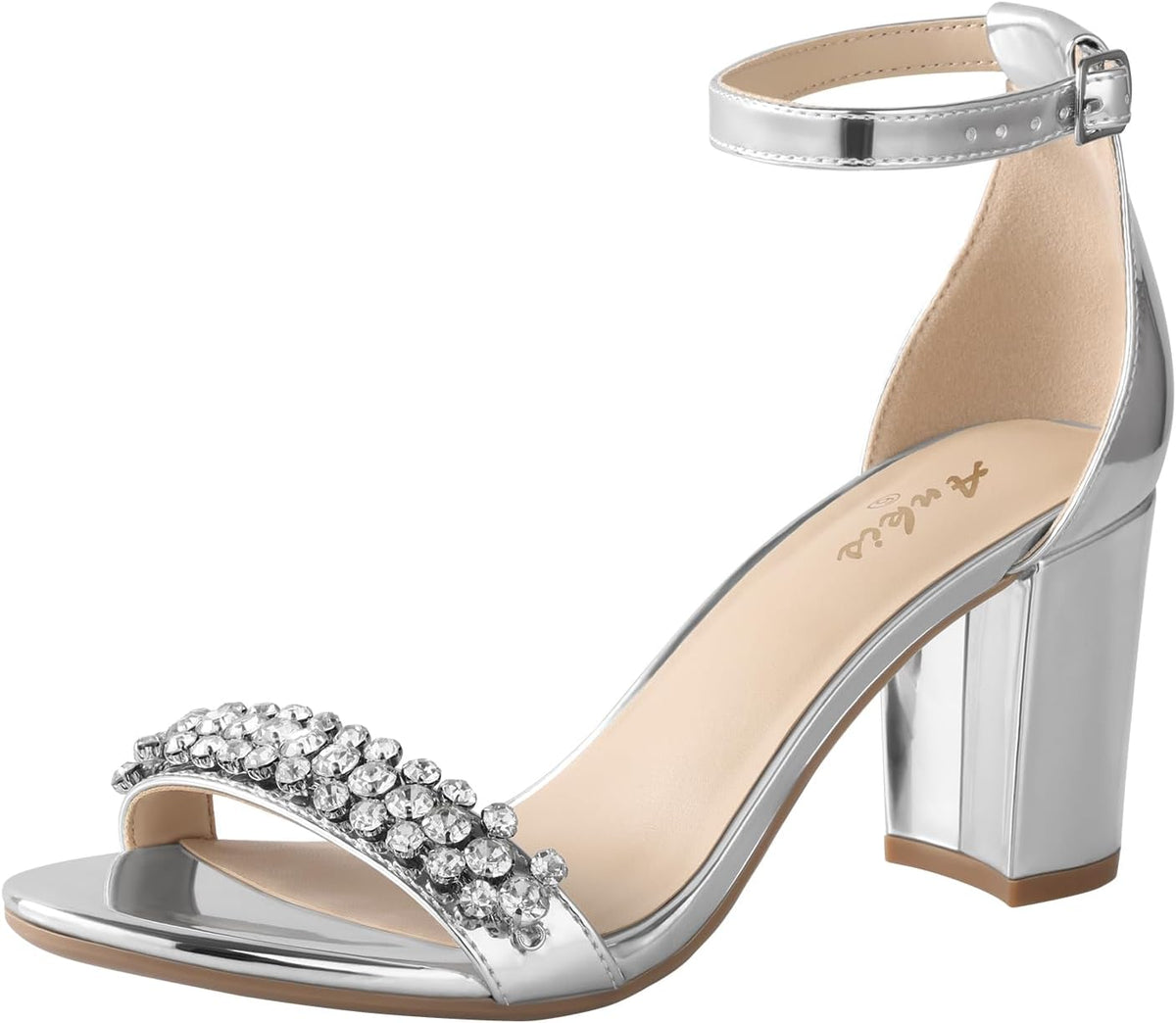 Ankis Heels for Women Open Toe Ankle Strap Chunky Heel Sandals 2.75 Inch