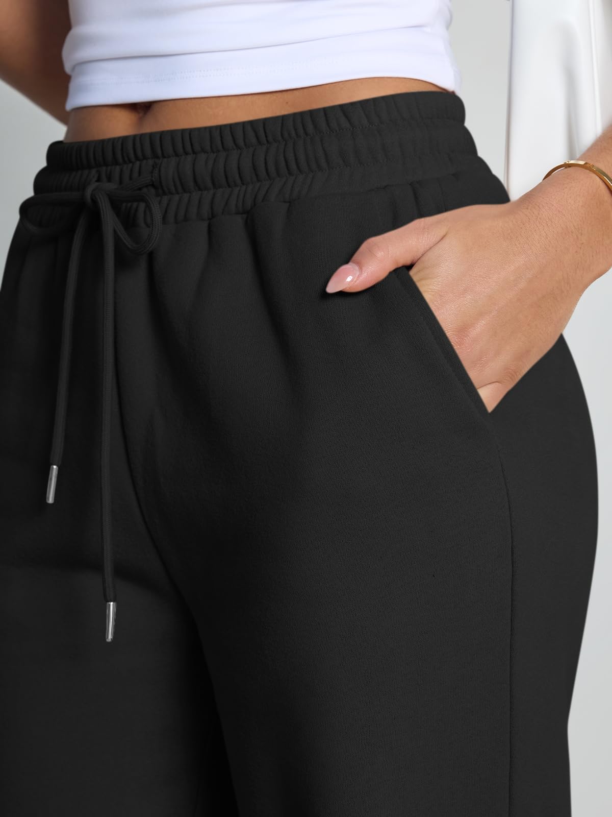 Trendy Queen Womens Wide Leg Fleece Lined Sweatpants