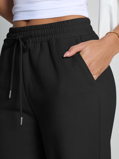 Trendy Queen Womens Wide Leg Fleece Lined Sweatpants