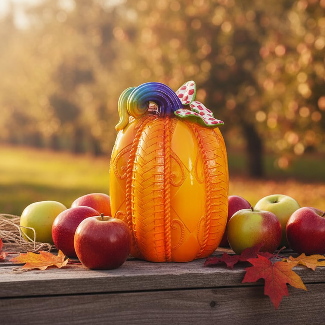 8 Inch Resin Pumpkin Statue, Halloween Fall Decor | Handmade Resin, Thanksgiving Centerpiece, Halloween Tabletop, Mantle & Bookshelf Decor