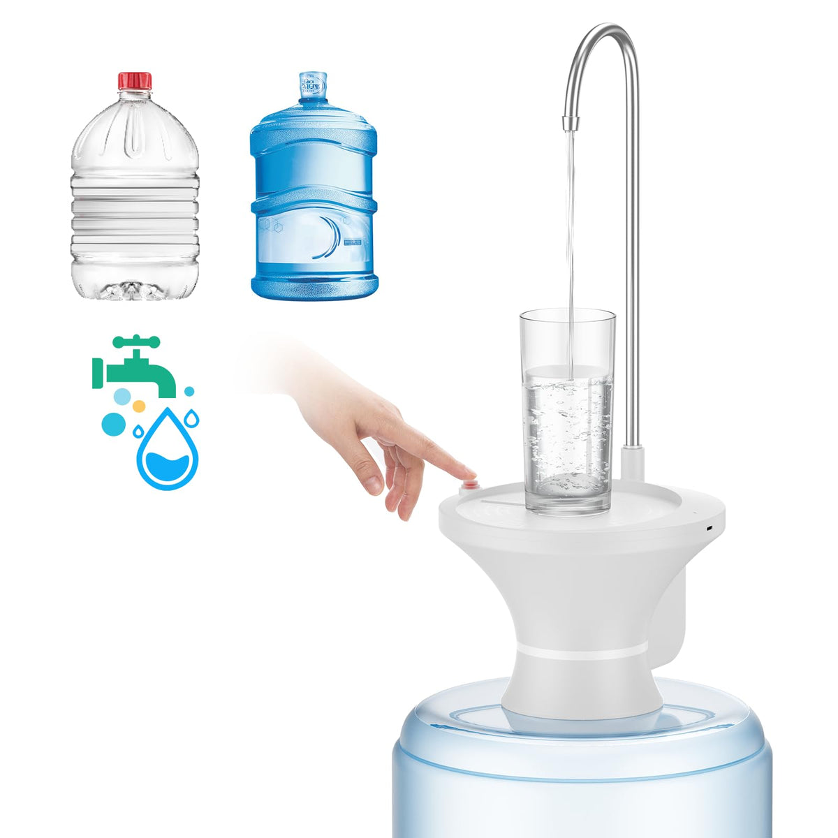 Drinking Water Dispenser Pump, Automatic Electric Drinking Water Bottle Pump for 2-5 Gallon Water Jugs