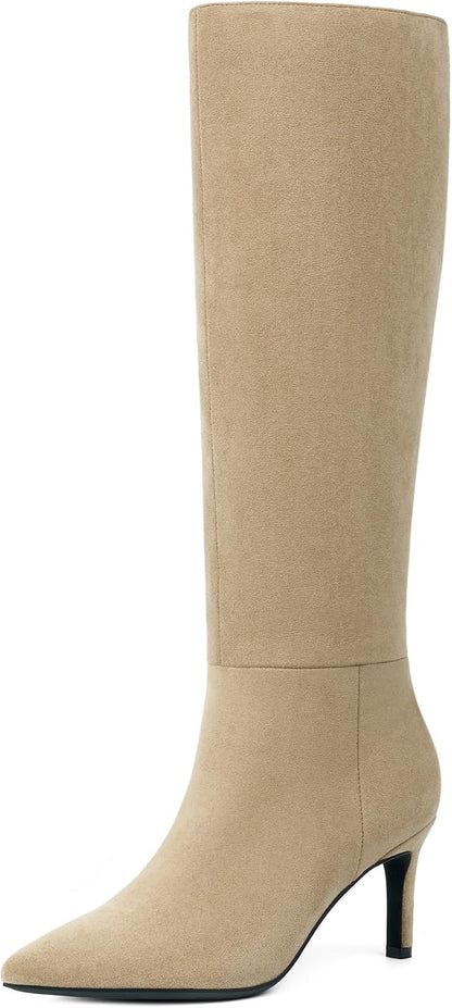 Easyfox Knee High Boots Women Pointed Toe Stiletto Heel Tall Boots