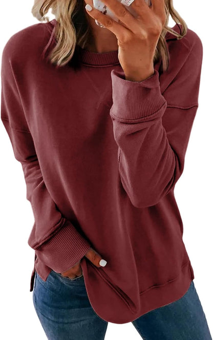 Dokotoo Women's Casual Crew Neck Sweatshirt Loose Long Sleeve Pullover Tops