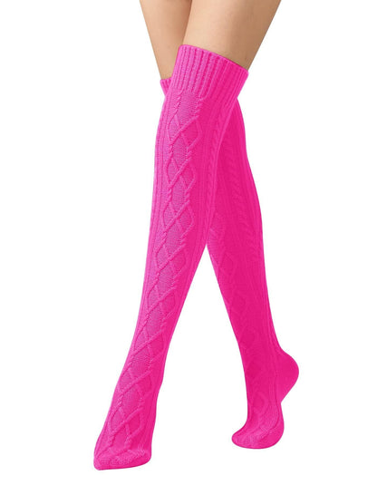 Leoparts Women's Cable Knit Thigh High Socks Over Knee Leg Warmer Stockings