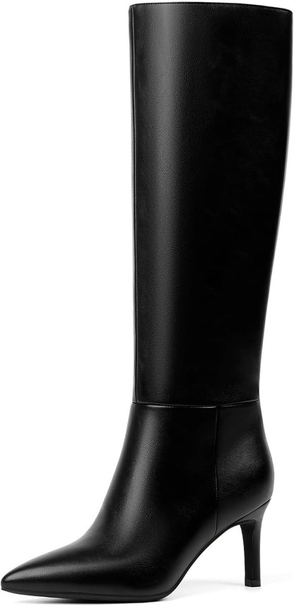 Easyfox Knee High Boots Women Pointed Toe Stiletto Heel Tall Boots
