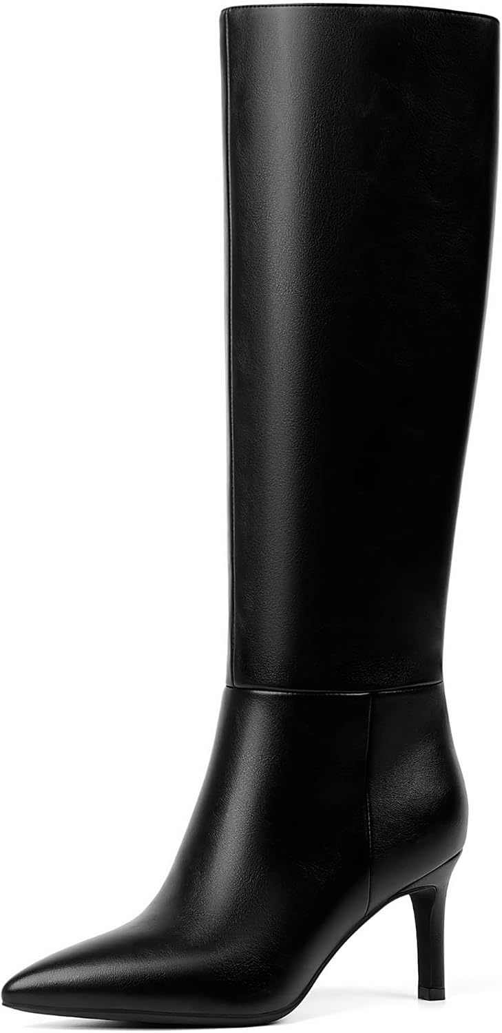 Easyfox Knee High Boots Women Pointed Toe Stiletto Heel Tall Boots