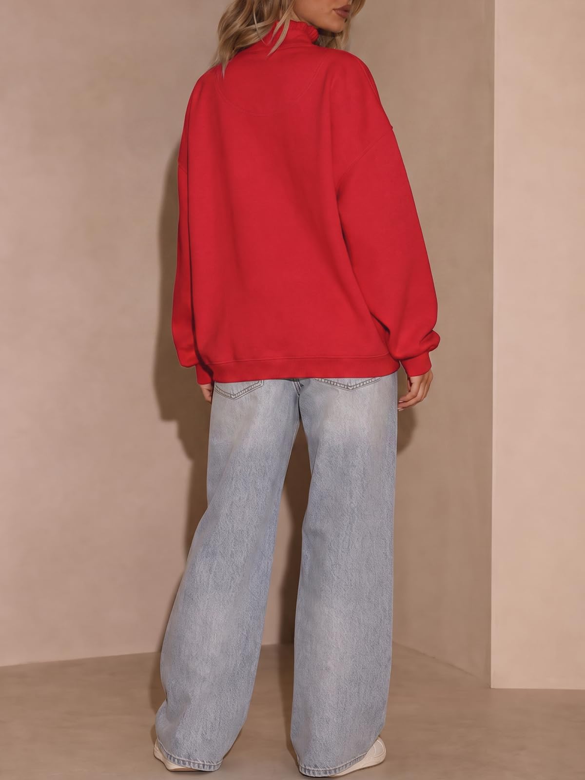 Fisoew Womens Sweatshirt Mock Neck Henley Pullover