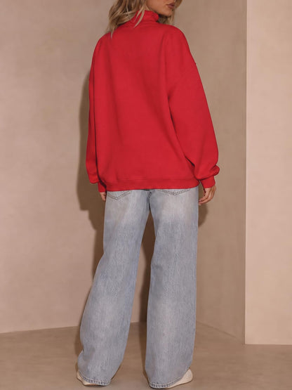 Fisoew Womens Sweatshirt Mock Neck Henley Pullover