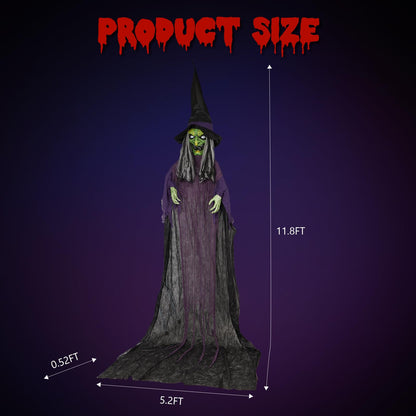 Aw 9Ft Animatronics Flying Witch Hovering Broom Animated Ac 100V-240V Halloween Outdoor Decoration Motion Activated