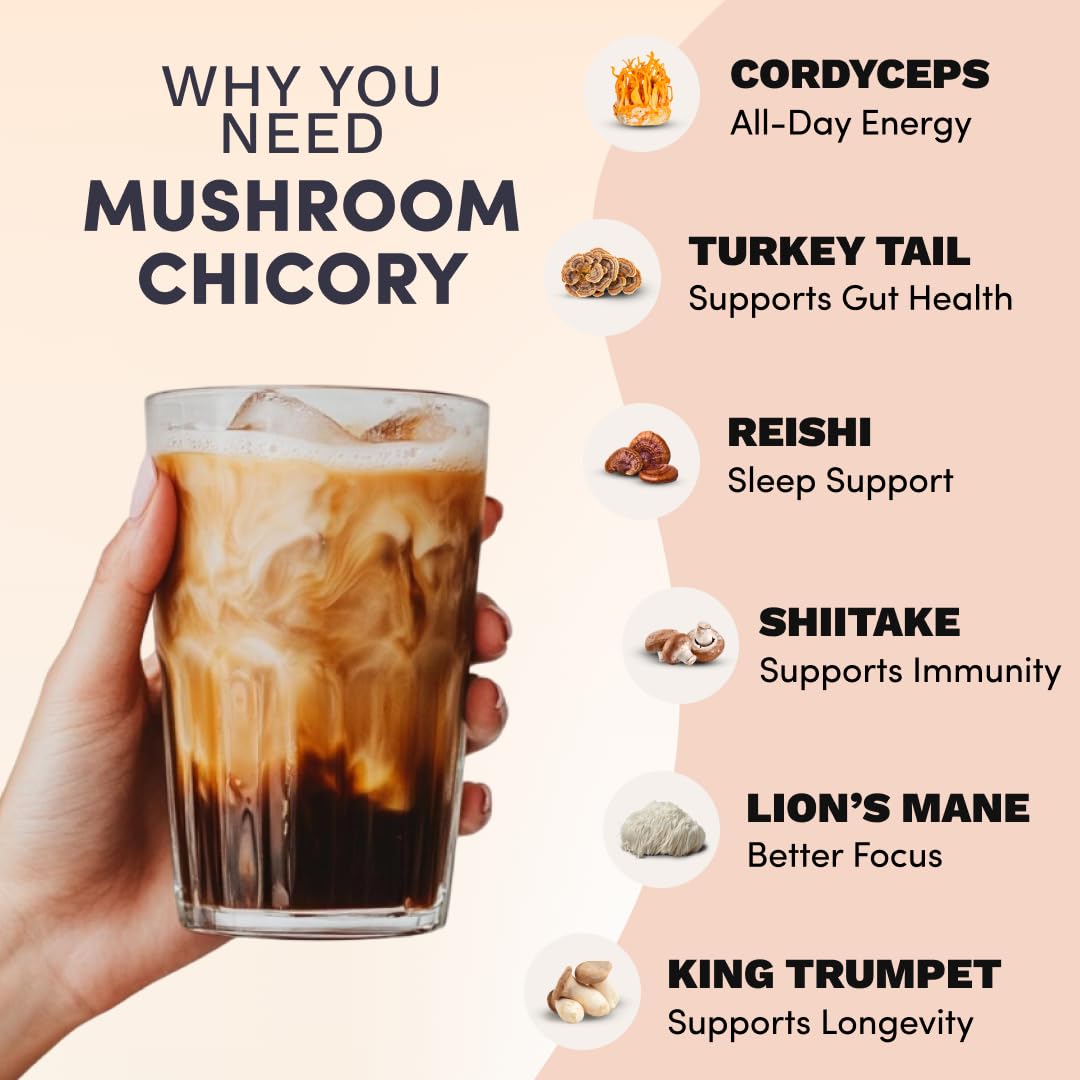 Ryze Superfoods Mushroom Medium Roast Coffee Usda Organic with 6 Adaptogenic Mushrooms