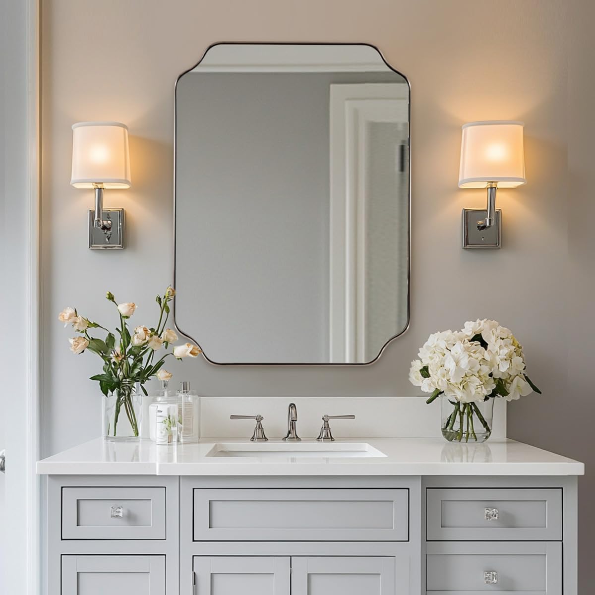 Andy Star Unique Rectangle Wall Mirror, 24"X32"