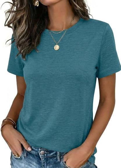 Zeagoo Womens Tshirt Short Sleeve Summer Tops Crewneck Casual Basic Tee Shirts Spring Clothes Trendy Outfit