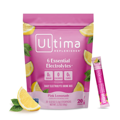 Ultima Replenisher Electrolyte Hydration Powder, Grape, 20 Count Stickpacks Pouch - Sugar Free, 0 Calories, 0 Carbs - Gluten-Free, Keto, Non-Gmo with Magnesium, Potassium