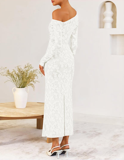 ZESICA Women's Fall Floral Off Shoulder Wedding Guest Dresses