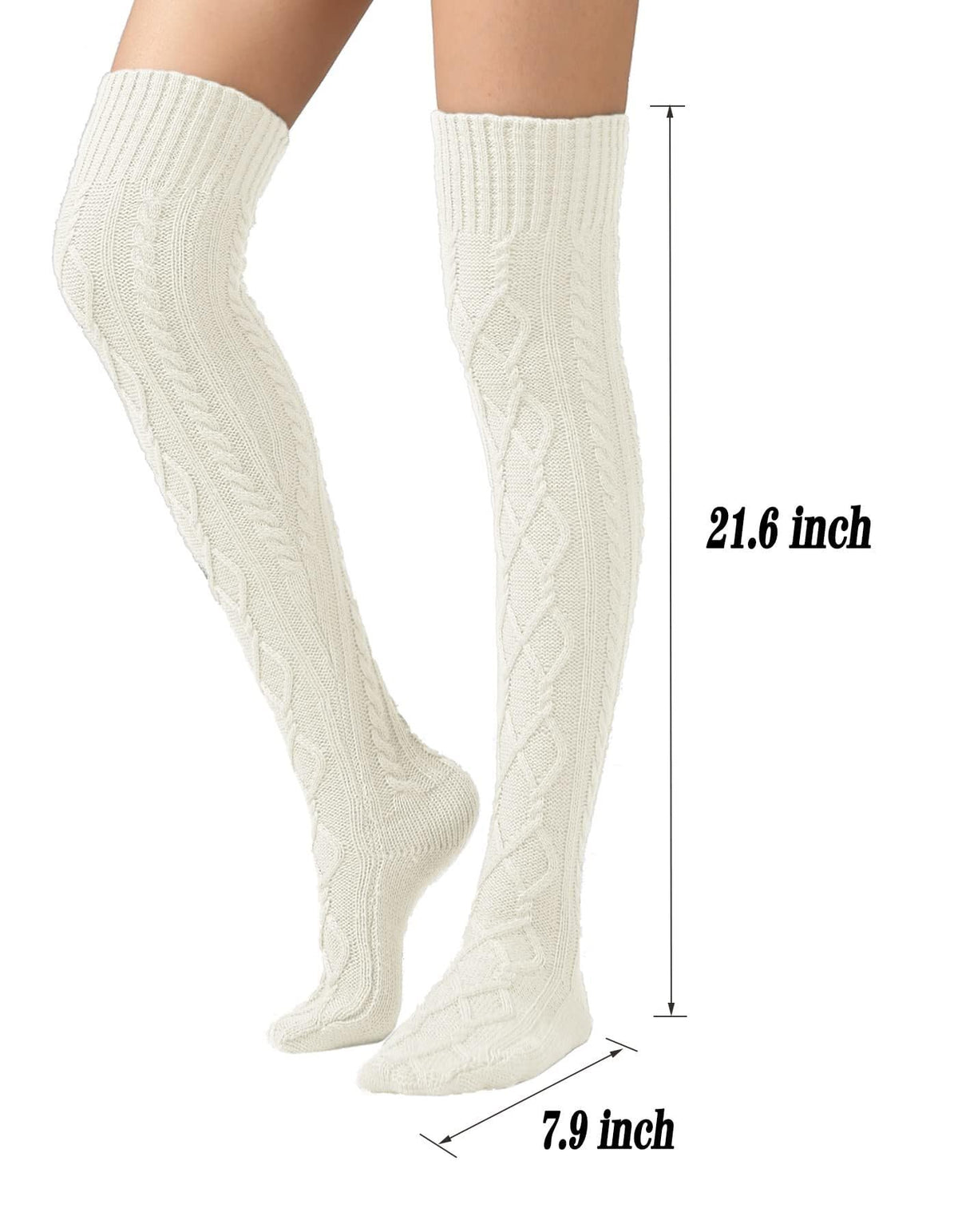 Leoparts Women's Cable Knit Thigh High Socks Over Knee Leg Warmer Stockings
