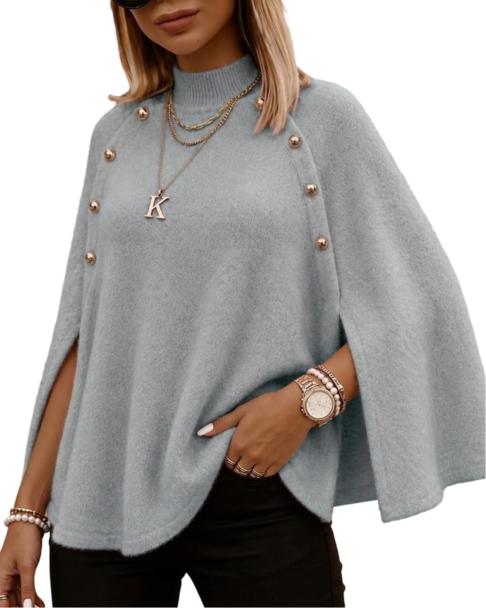 CHICME Women’s Knit Cape Sweater