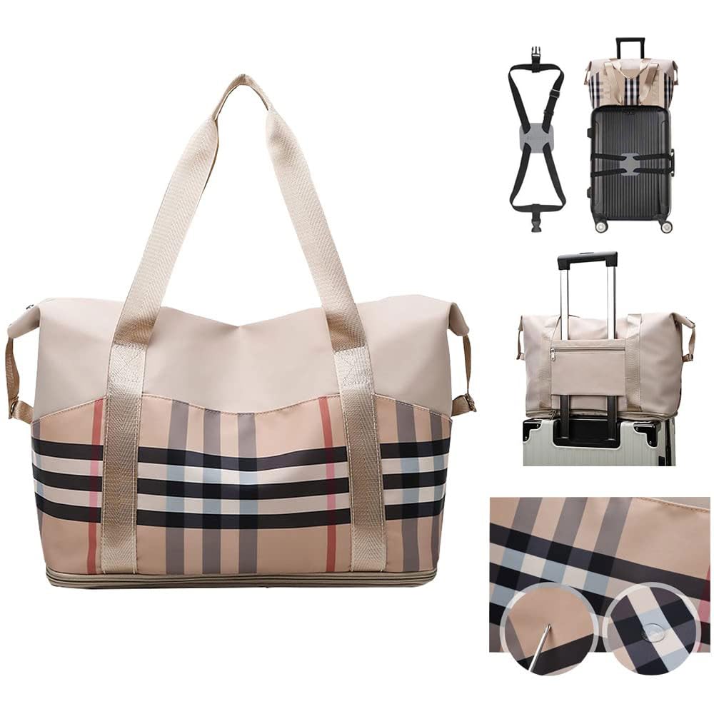 Women Travel Duffel, Large Expandable Weekender Carry-on Tote