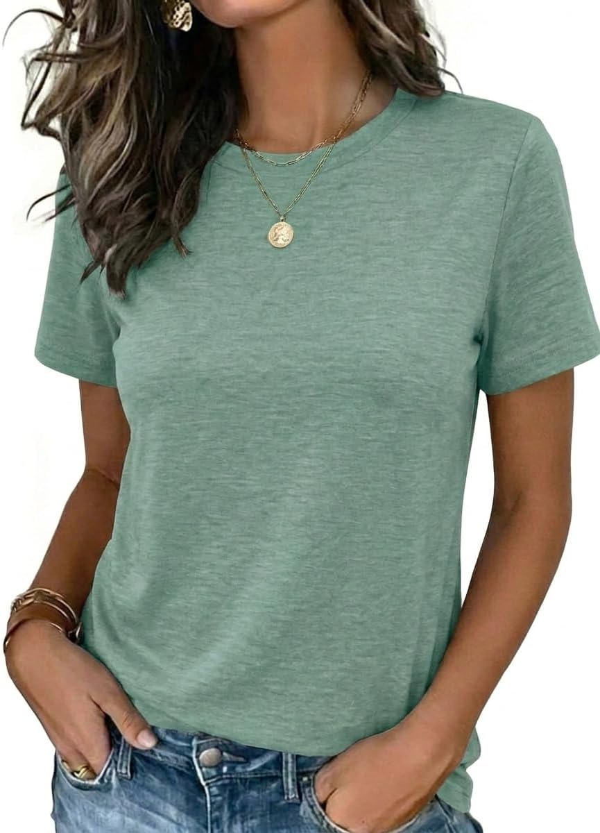 Zeagoo Womens Tshirt Short Sleeve Summer Tops Crewneck Casual Basic Tee Shirts Spring Clothes Trendy Outfit