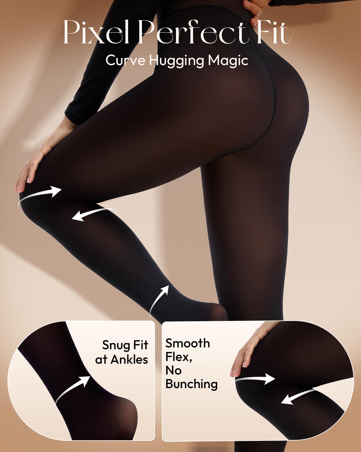 Spring Water Fleece Lined Tights Leggings for Women One Seam Design