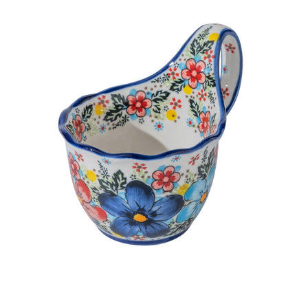 Alma Handpainted Microwavable Soup Bowl with Loop Handle 18.6Oz, Cereal Bowl with Handle